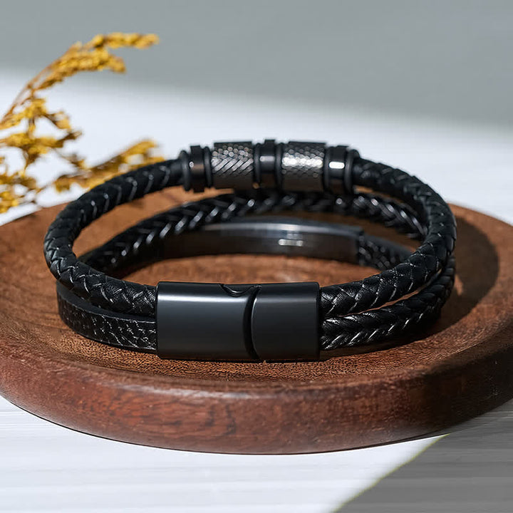 Minimalistisches geometrisches mehrsträngiges geflochtenes Lederarmband - image 6