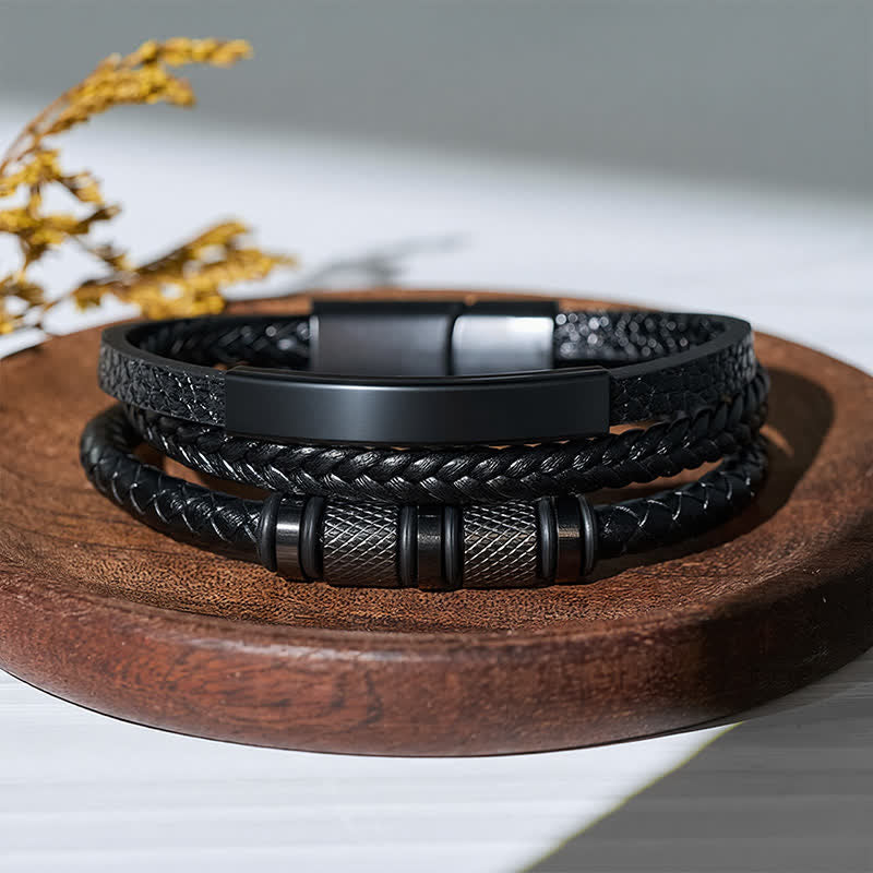 Minimalistisches geometrisches mehrsträngiges geflochtenes Lederarmband - image 5