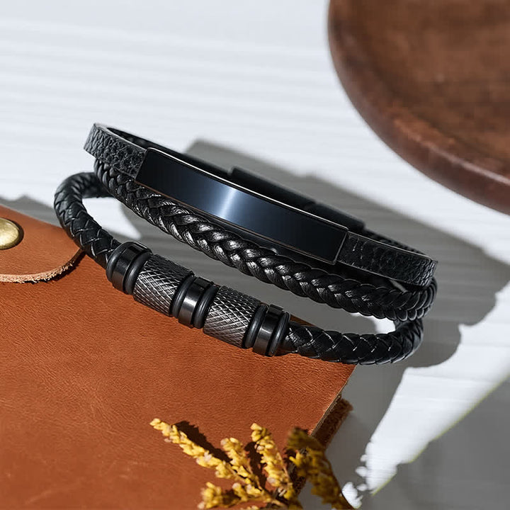 Minimalistisches geometrisches mehrsträngiges geflochtenes Lederarmband - image 4