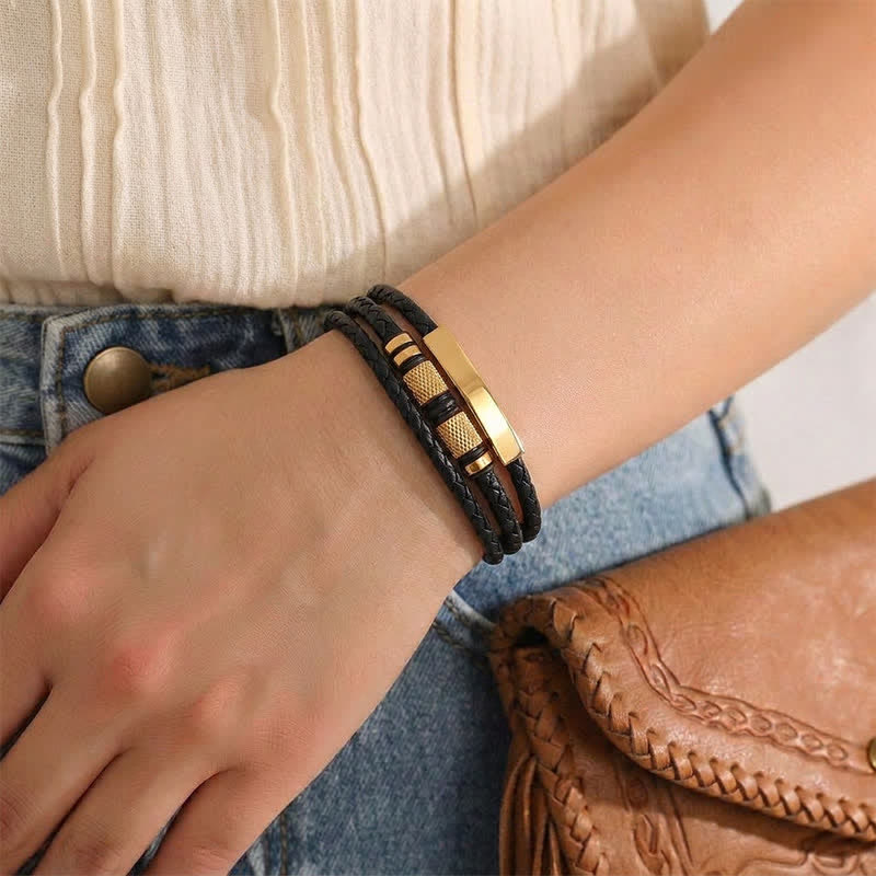 Minimalistisches geometrisches mehrsträngiges geflochtenes Lederarmband - image 2