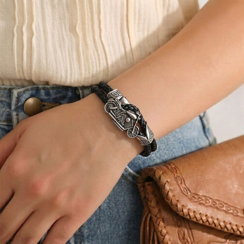 Punk-Retro-Biker-Motorrad-Muster-Lederarmband - image 2