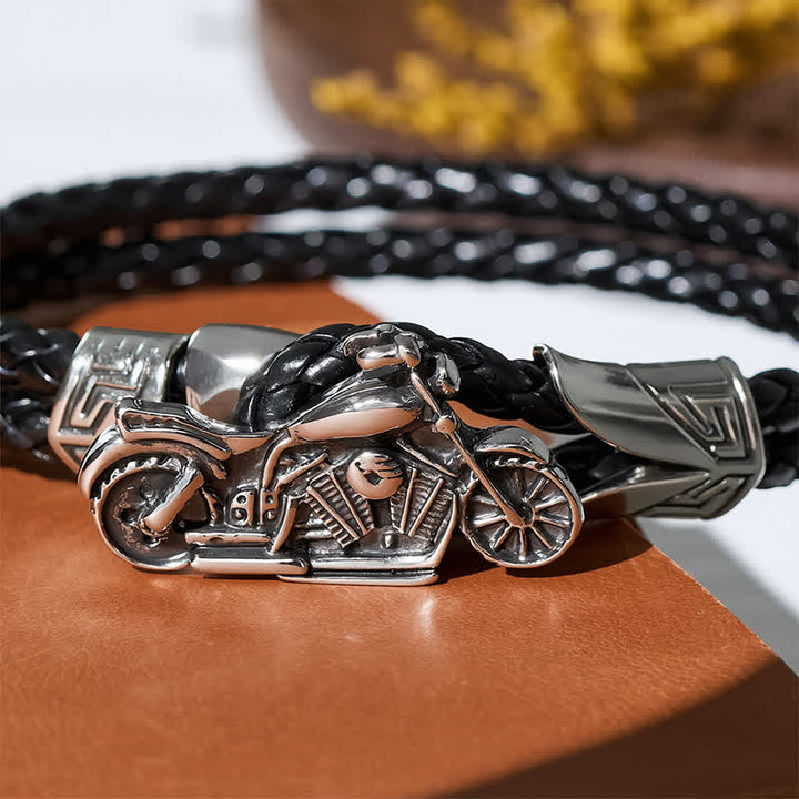 Punk-Retro-Biker-Motorrad-Muster-Lederarmband - image 5