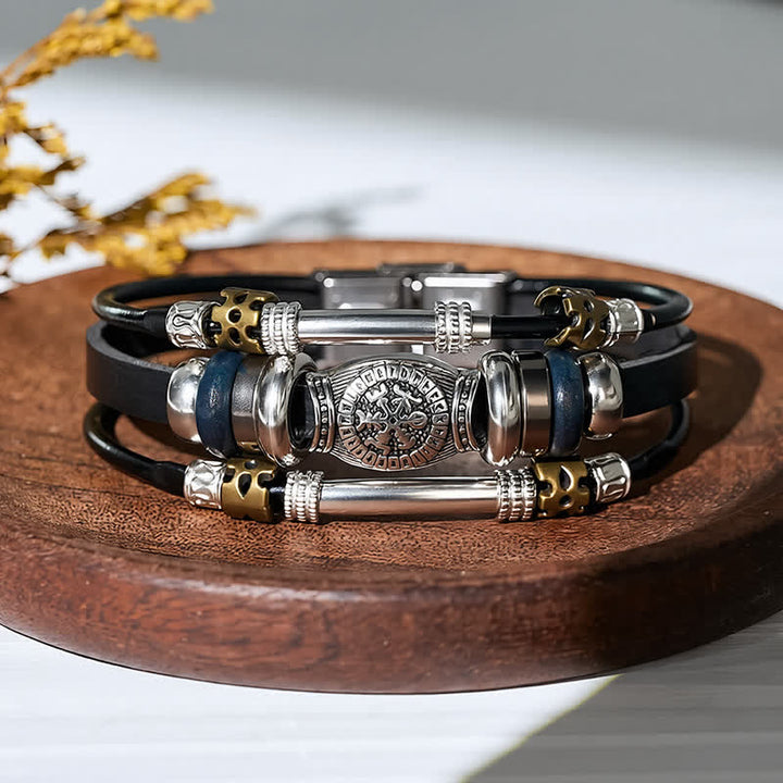 Vintage-Armband aus Leder im Wikingerstil, mehrlagig - image 4
