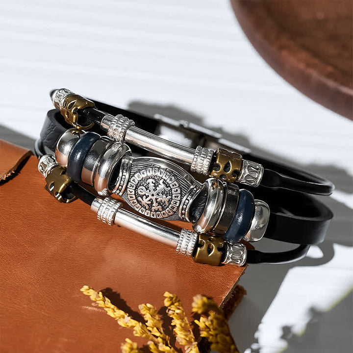 Vintage-Armband aus Leder im Wikingerstil, mehrlagig - image 3