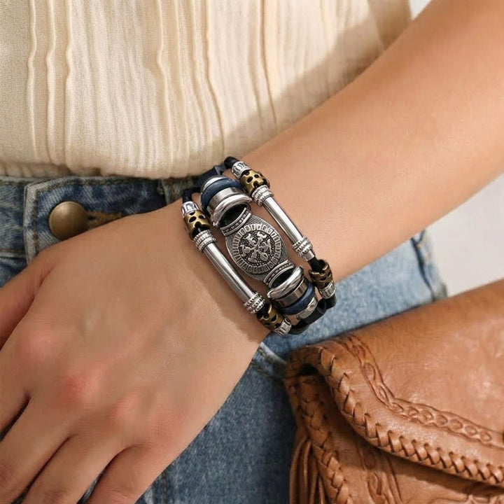 Vintage-Armband aus Leder im Wikingerstil, mehrlagig - image 2