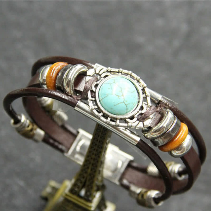 Handgefertigtes geflochtenes Boho-Lederarmband mit Türkisanhänger - Stil Nr. 8 - image 10