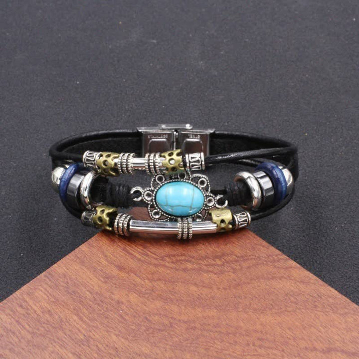 Handgefertigtes geflochtenes Boho-Lederarmband mit Türkisanhänger - Stil Nr. 14 - image 16