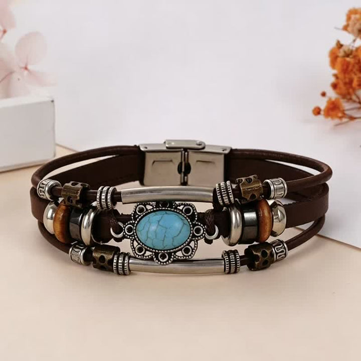 Handgefertigtes geflochtenes Boho-Lederarmband mit Türkisanhänger - Stil Nr. 5 - image 7