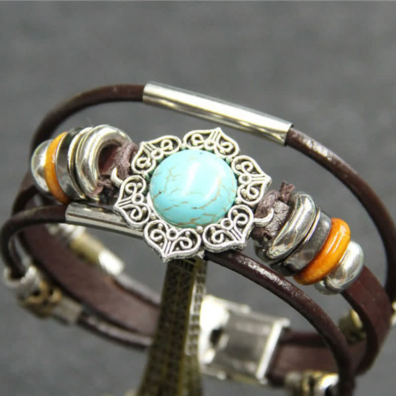 Handgefertigtes geflochtenes Boho-Lederarmband mit Türkisanhänger - Stil Nr. 10 - image 12