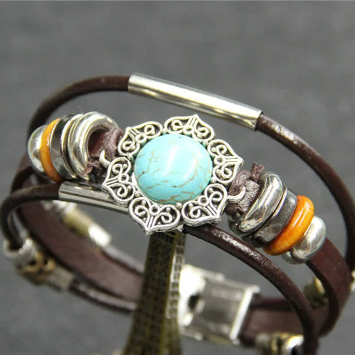 Handgefertigtes geflochtenes Boho-Lederarmband mit Türkisanhänger - Stil Nr. 10 - image 12