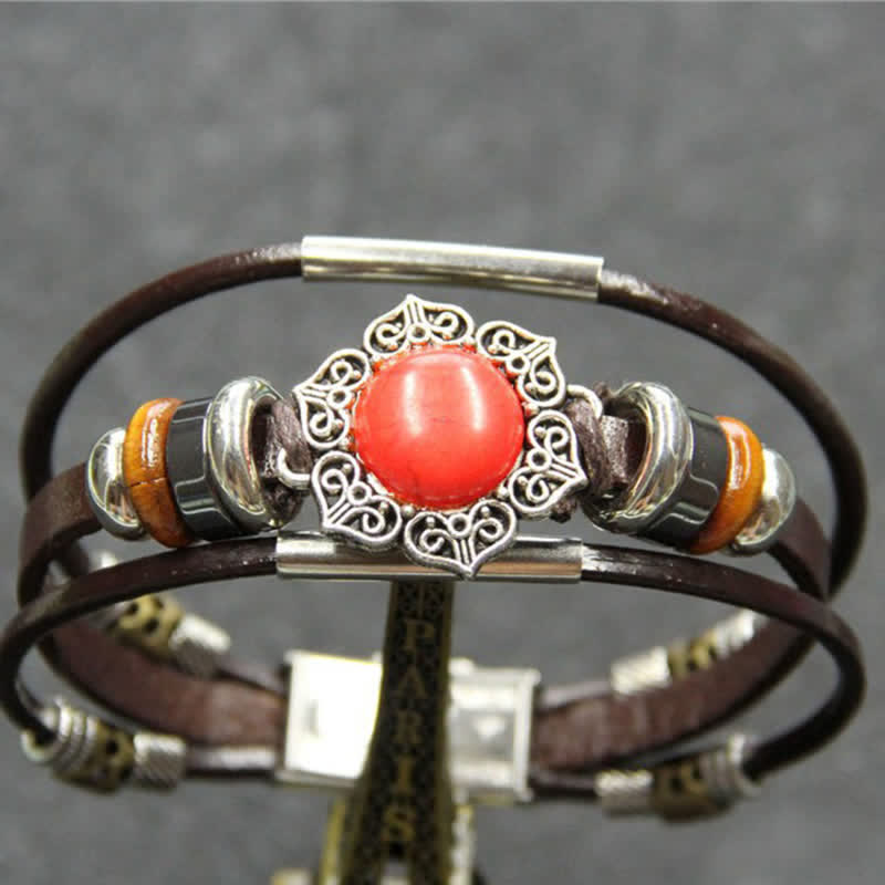 Handgefertigtes geflochtenes Boho-Lederarmband mit Türkisanhänger - Stil Nr. 9 - image 11