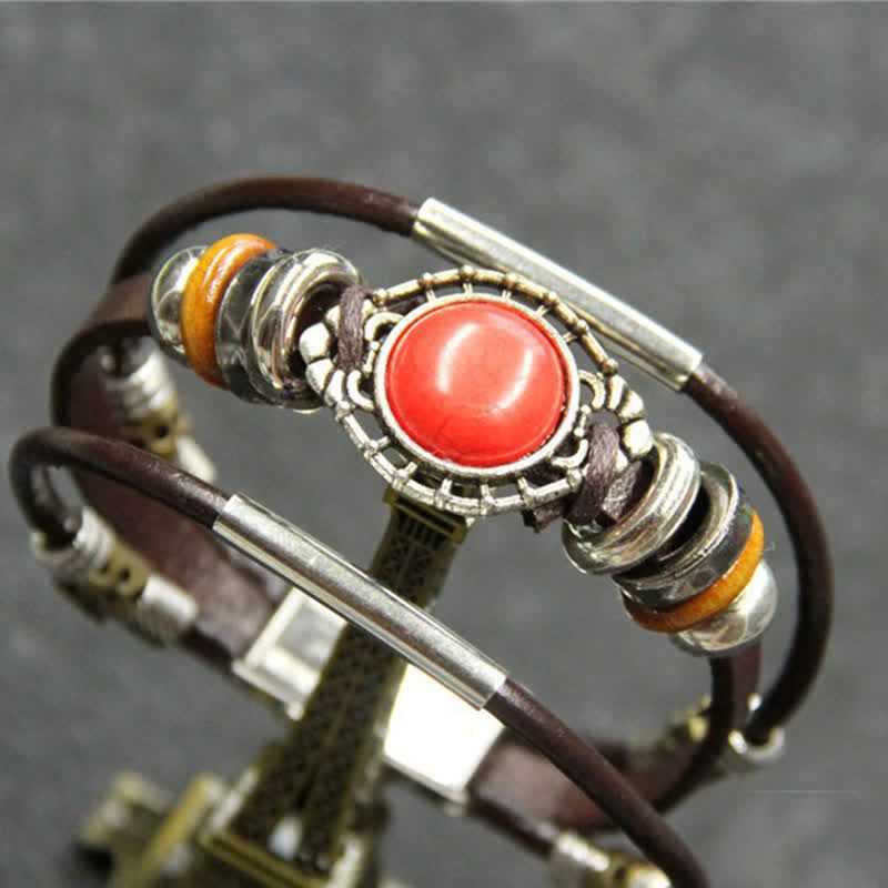 Handgefertigtes geflochtenes Boho-Lederarmband mit Türkisanhänger - Stil Nr. 7 - image 9