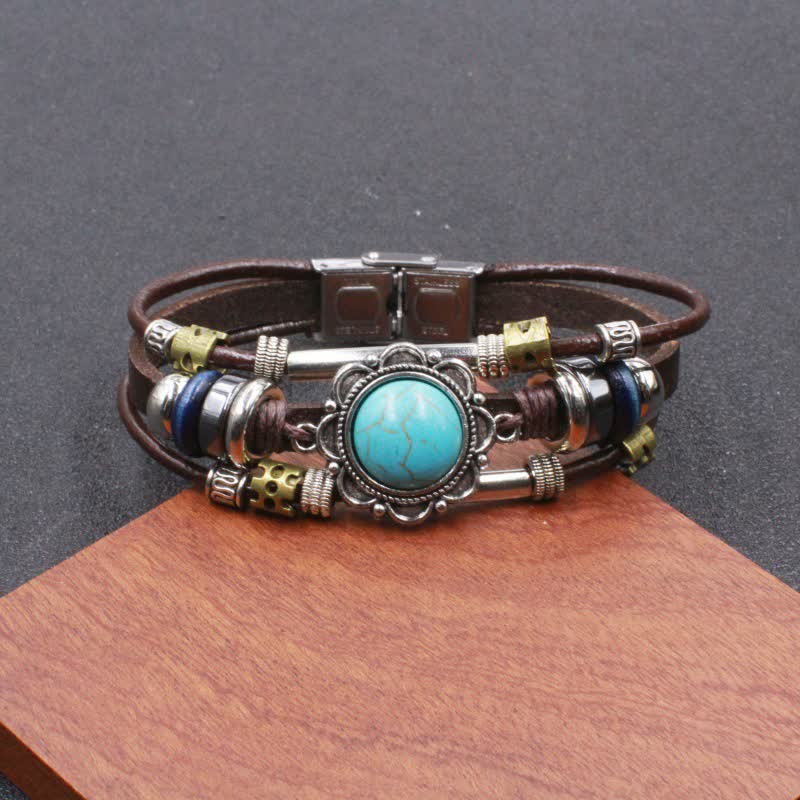 Handgefertigtes geflochtenes Boho-Lederarmband mit Türkisanhänger - Stil Nr. 11 - image 13