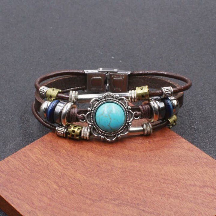 Handgefertigtes geflochtenes Boho-Lederarmband mit Türkisanhänger - Stil Nr. 11 - image 13