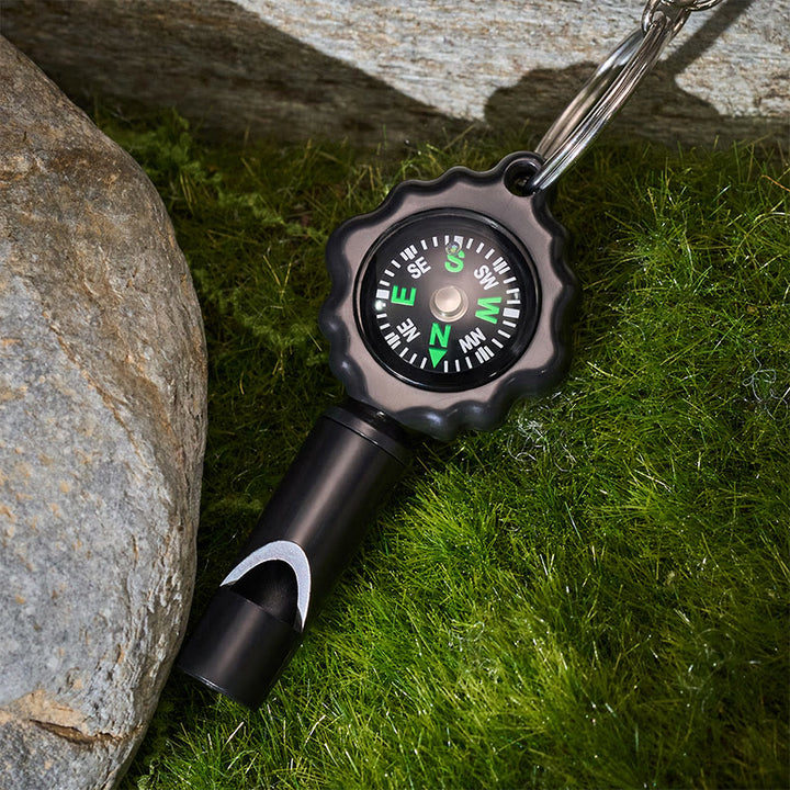 Mini-Taschenlampe mit Cob-Lampe, Überlebenspfeife und Kompass-Schlüsselanhänger - image 4