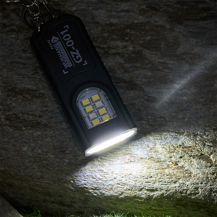 Mini-Taschenlampe mit Cob-Lampe, Überlebenspfeife und Kompass-Schlüsselanhänger - image 2