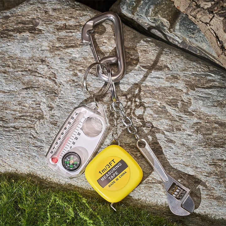 Multifunktionaler EDC-Karabiner mit Maßband, verstellbarem Schraubenschlüssel und Kompass als Schlüsselanhänger - image 1