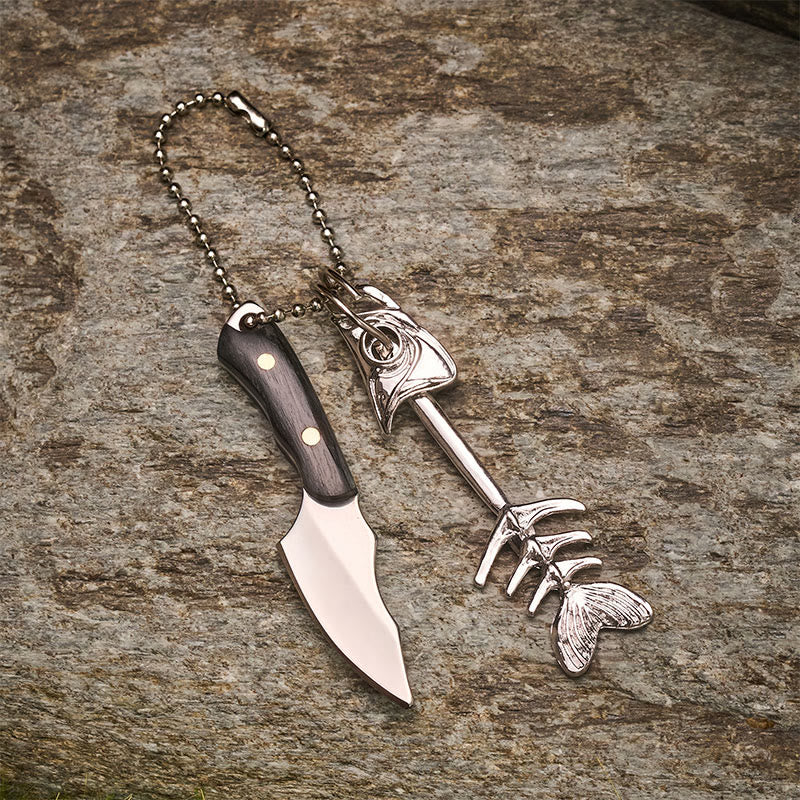 EDC-Schlüsselanhänger mit abnehmbarem Fischgrätenmotiv und Mini-Fischmesser - image 2