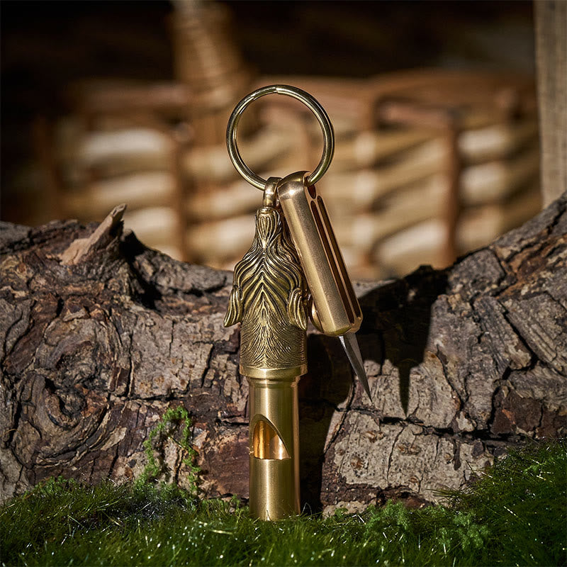 EDC-Einziehbares Universalmesser & Wolf-Notfallpfeife-Schlüsselanhänger - Stil Nr. 1 - image 0