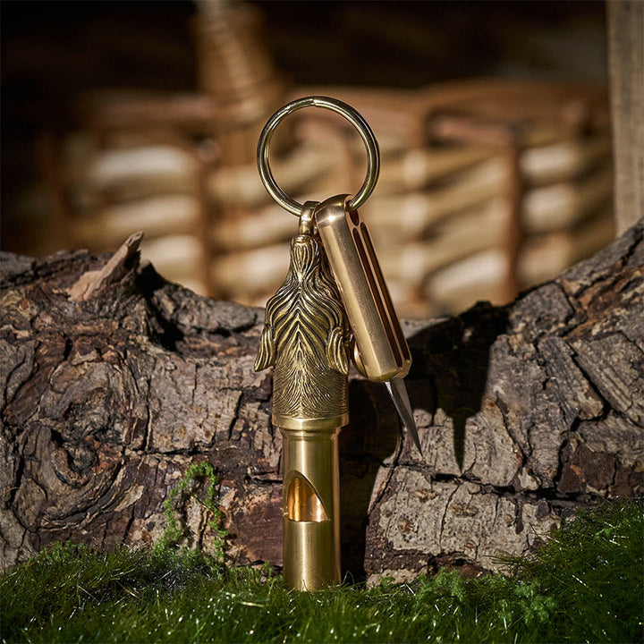 EDC-Einziehbares Universalmesser & Wolf-Notfallpfeife-Schlüsselanhänger - Stil Nr. 1 - image 0