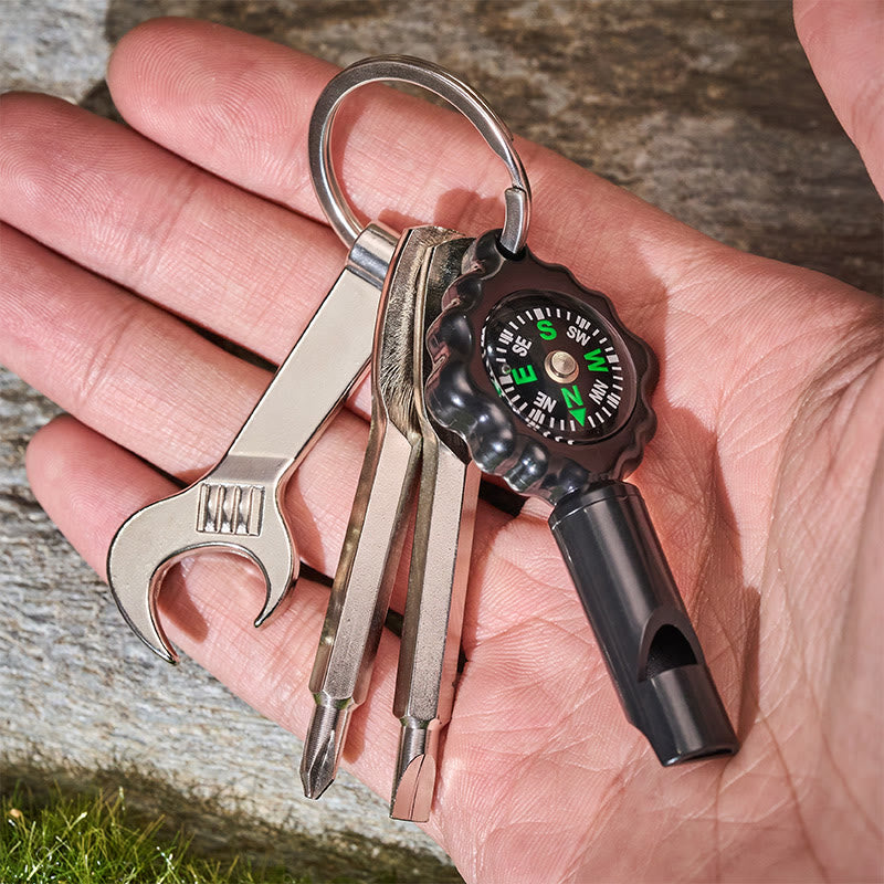 EDC-Multitool mit Überlebenspfeife, Kompass und Schlüsselanhänger - image 2