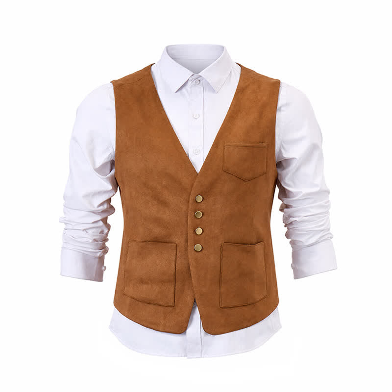 Traditionelle braune Cowboyweste im Westernstil für Herren - image 9