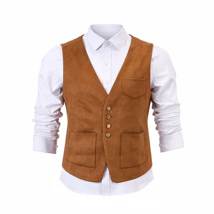 Traditionelle braune Cowboyweste im Westernstil für Herren - image 9