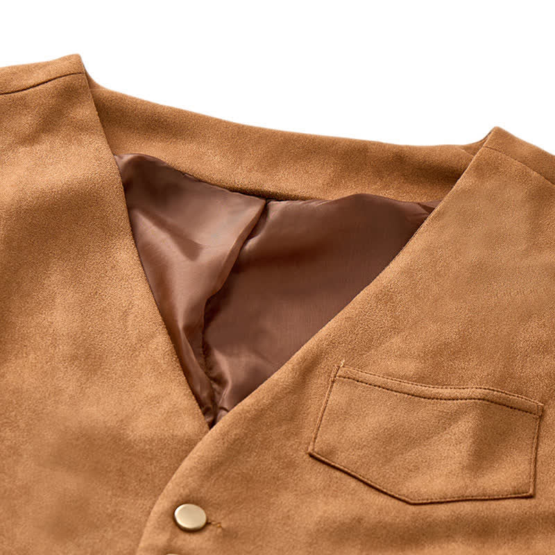 Traditionelle braune Cowboyweste im Westernstil für Herren - image 4