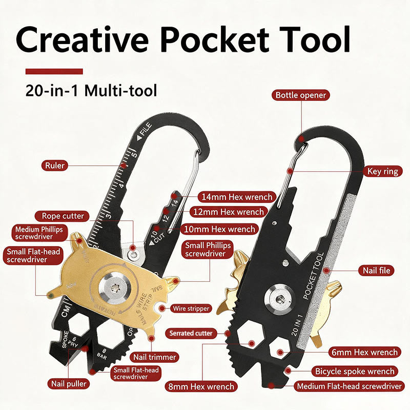 20-in-1 drehbarer EDC-Multitool-Schlüsselanhänger - image 1