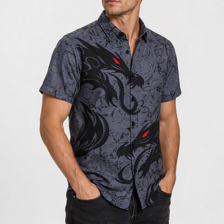 Gothic Herren-Streetwear-Sporthemd mit schwarzem Drachen-3D-Print - image 3