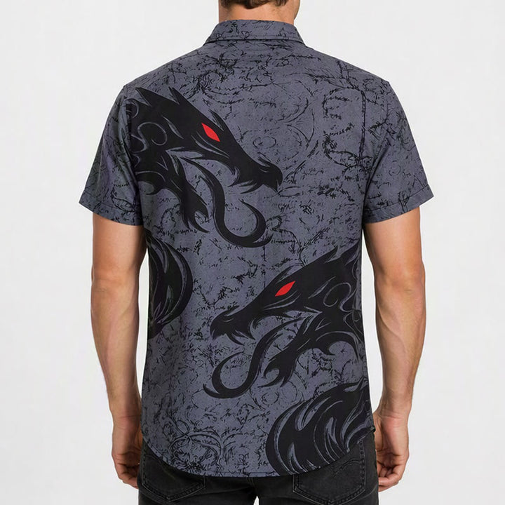 Gothic Herren-Streetwear-Sporthemd mit schwarzem Drachen-3D-Print - image 2