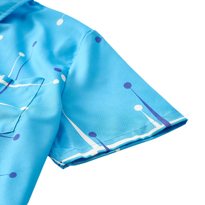 Herren Sommer Strandhemd mit Retro-Muster, geometrischem Linien-Punkt-Print - image 5