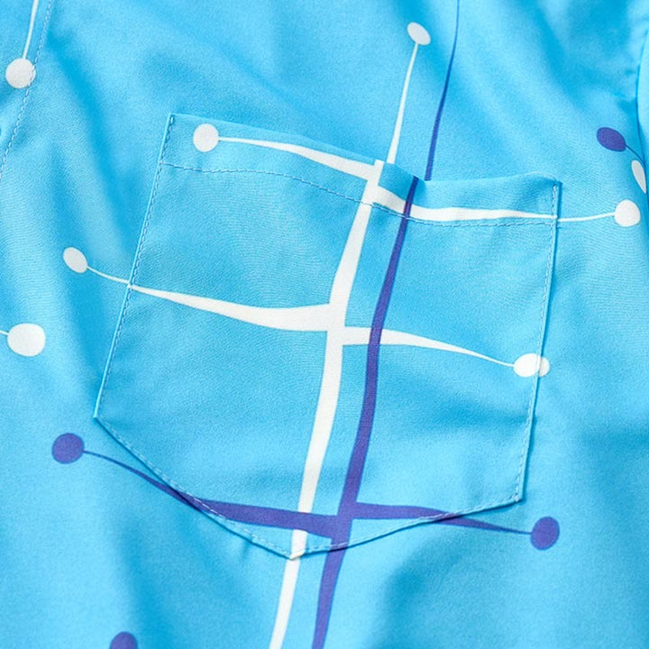 Herren Sommer Strandhemd mit Retro-Muster, geometrischem Linien-Punkt-Print - image 6