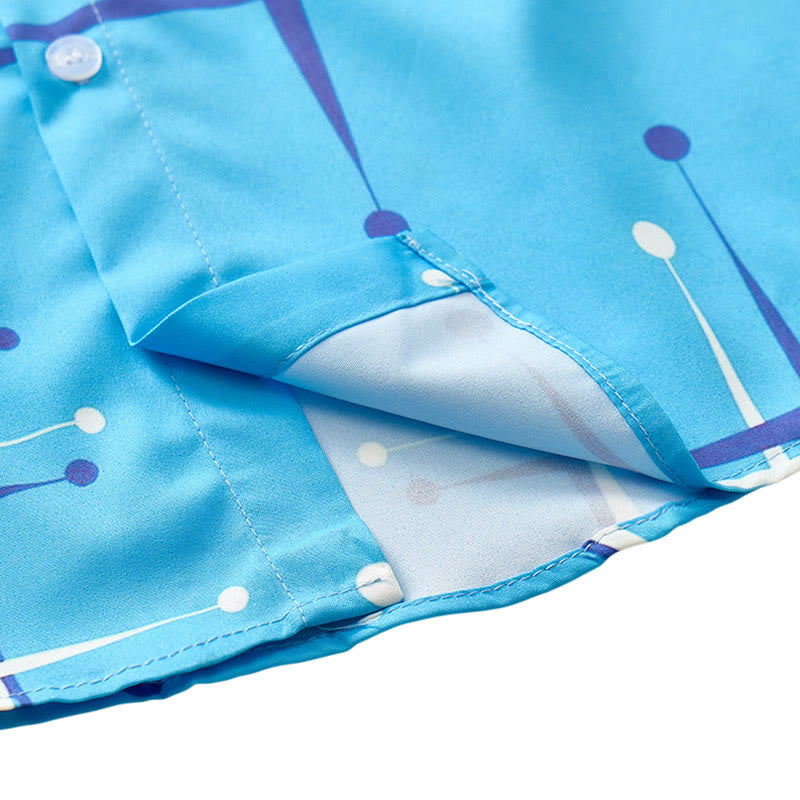Herren Sommer Strandhemd mit Retro-Muster, geometrischem Linien-Punkt-Print - image 9