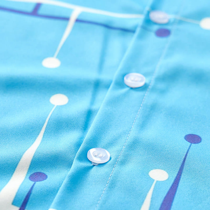 Herren Sommer Strandhemd mit Retro-Muster, geometrischem Linien-Punkt-Print - image 7