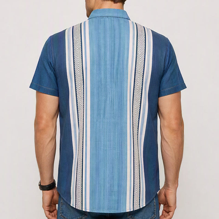 Herren-Freizeithemd im Vintage-Stil mit vertikalen Streifen und Knopfleiste für den Strand - image 2