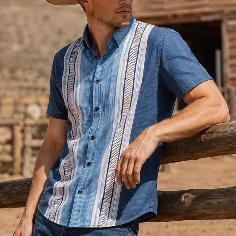Herren-Freizeithemd im Vintage-Stil mit vertikalen Streifen und Knopfleiste für den Strand - Stil Nr. 1 - 5XL - image 0