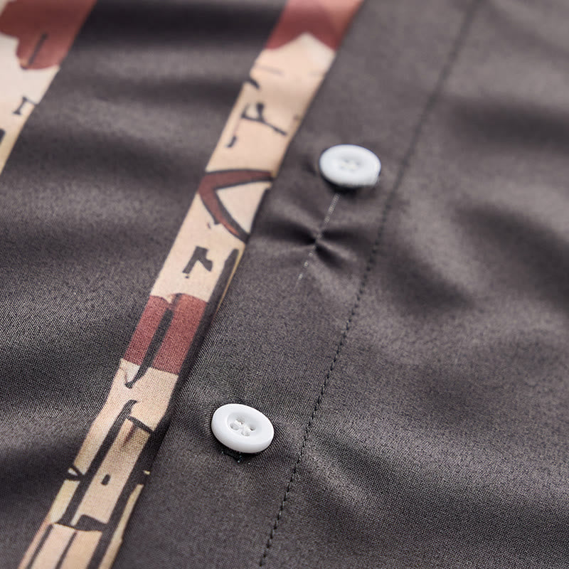 Herren-Kurzarmhemd mit Vintage-Print der amerikanischen Flagge im Camouflage-Stil - image 8
