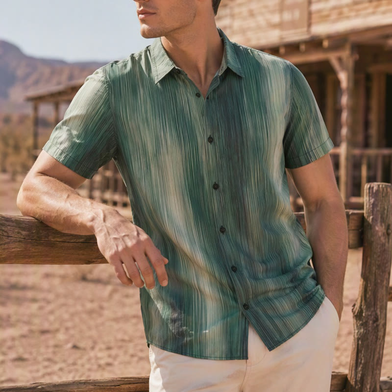 Sommerhemd für Herren mit Farbverlauf und vertikalem Strukturmuster, geknöpft - Stil Nr. 1 - 3XL - image 0