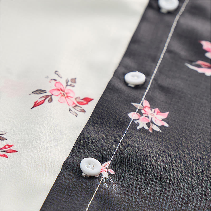 Herren-Freizeithemd mit kontrastierendem Rosenmuster in Schwarz und Weiß - image 7