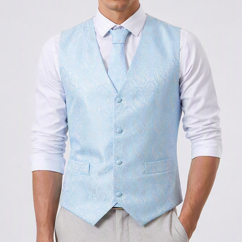 Herren-Weste mit Paisley-Jacquardmuster, 3-teiliges Anzugset - image 1