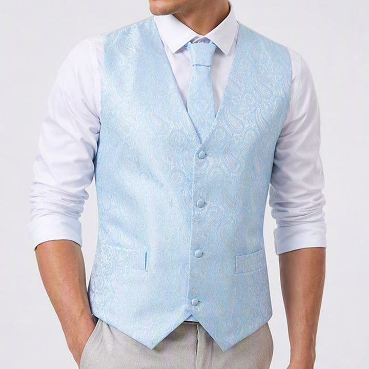 Herren-Weste mit Paisley-Jacquardmuster, 3-teiliges Anzugset - image 3