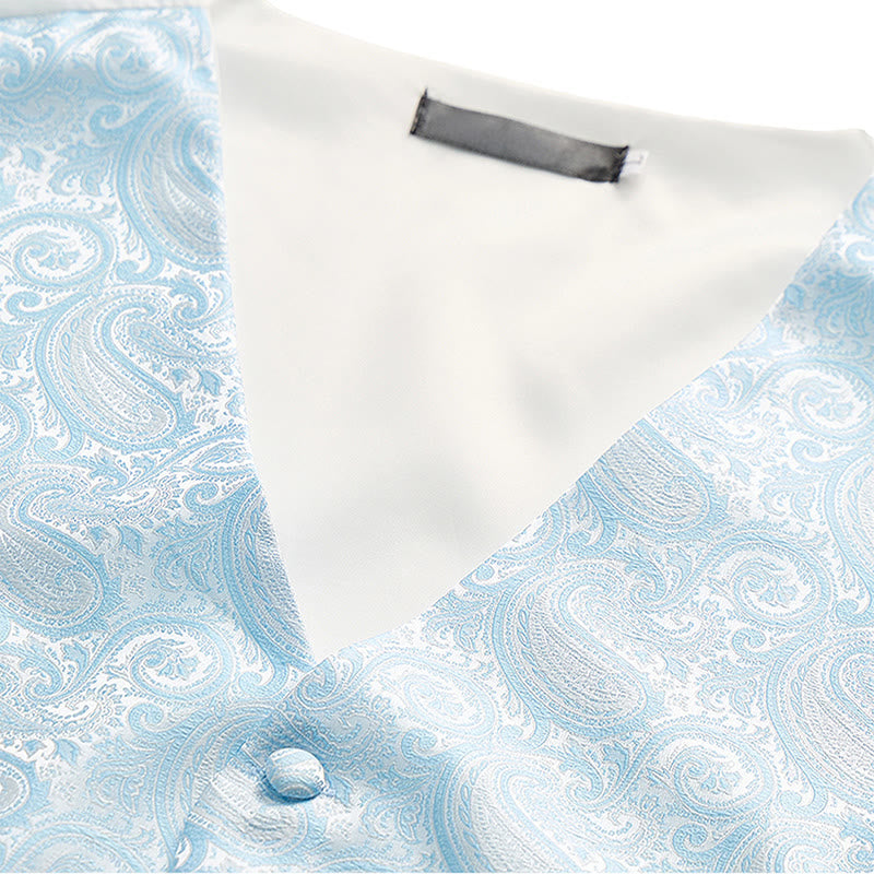 Herren-Weste mit Paisley-Jacquardmuster, 3-teiliges Anzugset - image 9