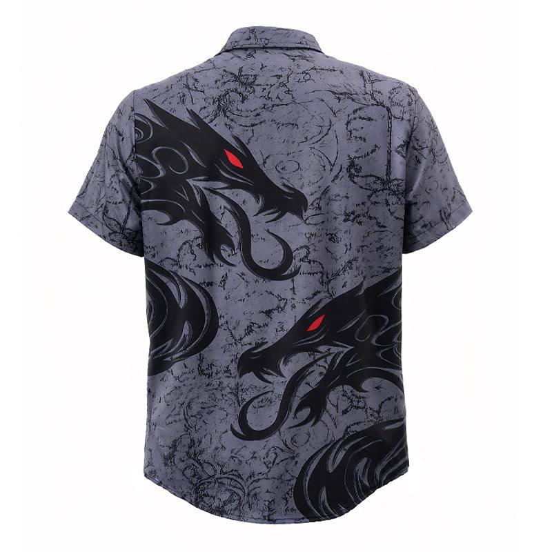 Gothic Herren-Streetwear-Sporthemd mit schwarzem Drachen-3D-Print - image 10