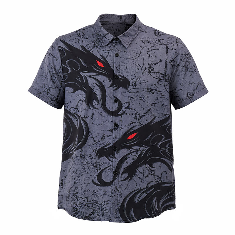 Gothic Herren-Streetwear-Sporthemd mit schwarzem Drachen-3D-Print - image 9
