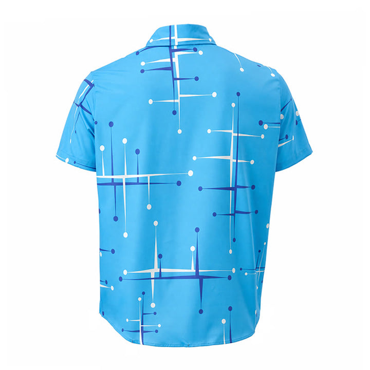 Herren Sommer Strandhemd mit Retro-Muster, geometrischem Linien-Punkt-Print - image 10