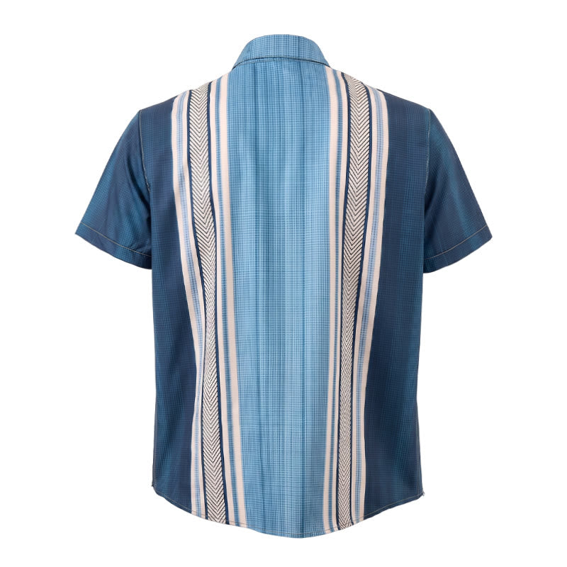 Herren-Freizeithemd im Vintage-Stil mit vertikalen Streifen und Knopfleiste für den Strand - image 10