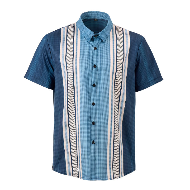 Herren-Freizeithemd im Vintage-Stil mit vertikalen Streifen und Knopfleiste für den Strand - image 9
