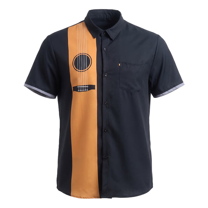 Herren-Streetwear-Freizeithemd mit kreativem Akustikgitarren-Print - image 11