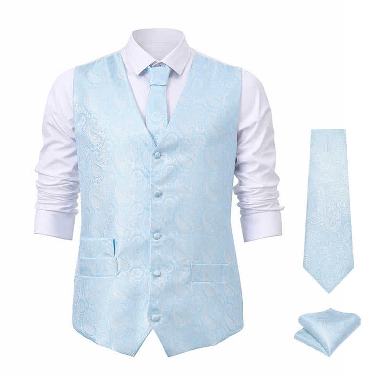 Herren-Weste mit Paisley-Jacquardmuster, 3-teiliges Anzugset - image 17